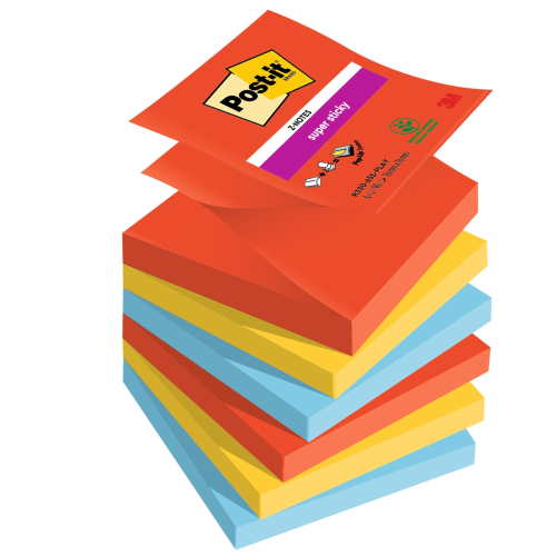 Foglietti Post-it Super Sticky Z-Notes 76 mm x 76 mm 6 blocchetti da 90 fogli Playful